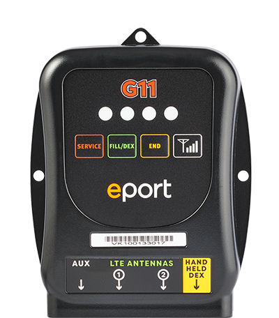 The G11 Telemeter. A small black device with 4 indicator lights.