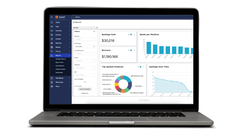 Laptop with the Seed Analytics dashboard.