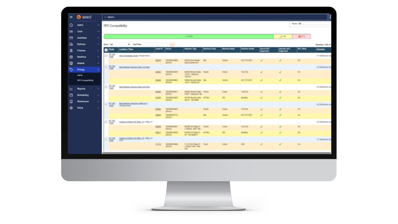 A computer monitor with Seed Pro's RPC compatibility page.
