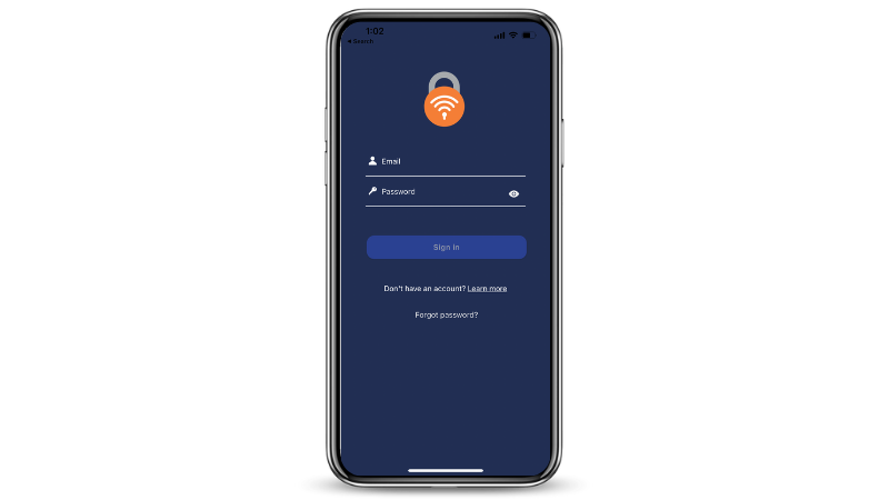 Phone with smart lock connect log in page